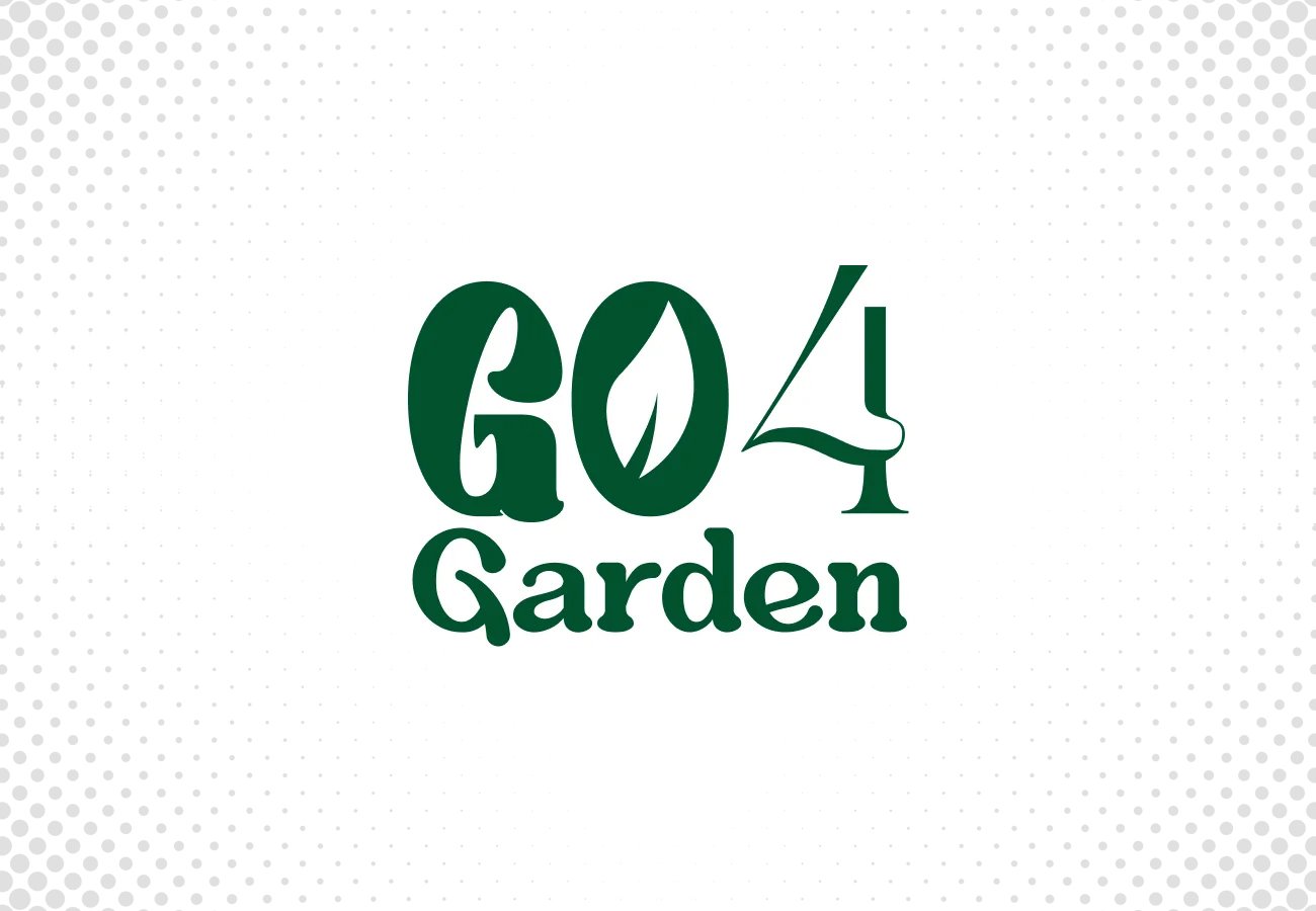 Garden brand logo with green typography and leaf icon