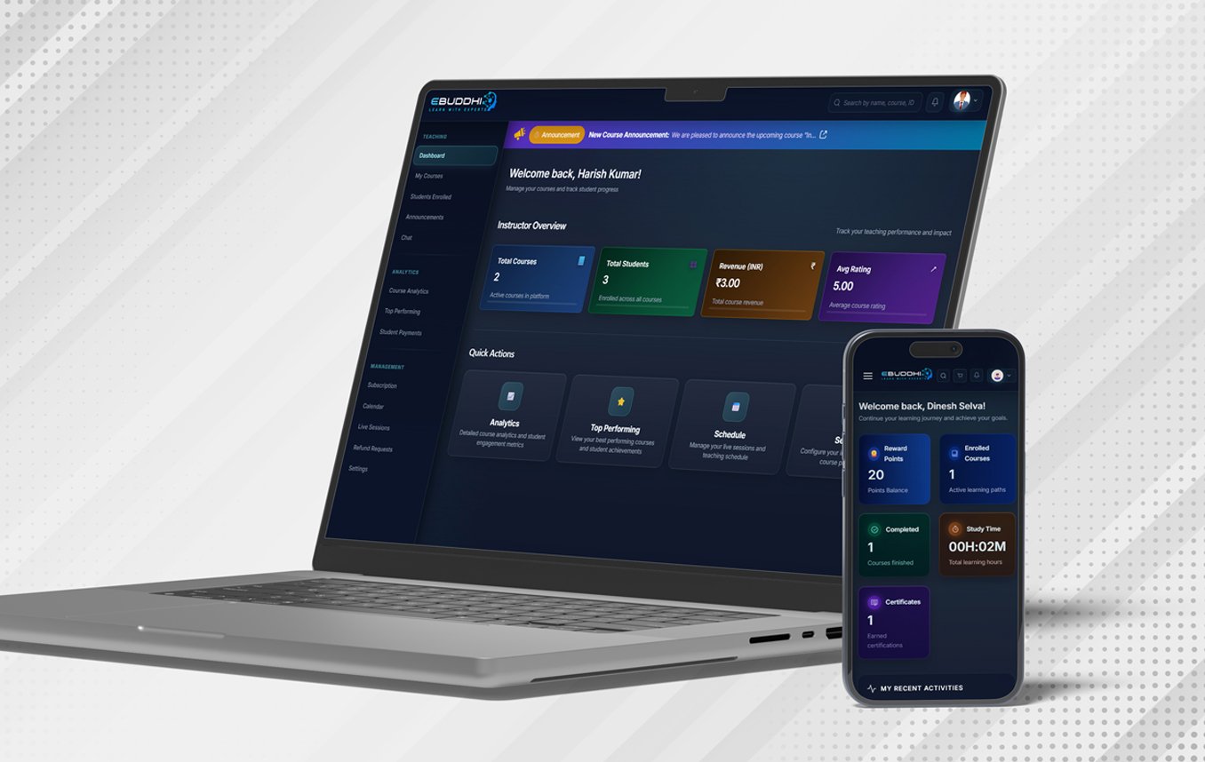 Laptop mockup displaying website design with mobile version beside it